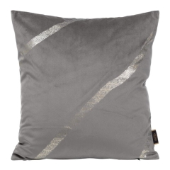 POSZEWKA WELUR VELVET WE WZORY 45X45 CM SZARA