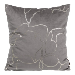 POSZEWKA WELUR VELVET WE WZORY 45X45 CM SZARA
