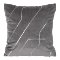 POSZEWKA WELUR VELVET WE WZORY 45X45 CM SZARA