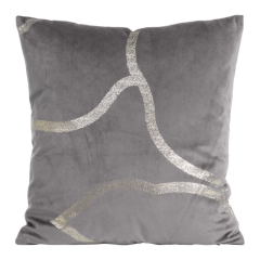 POSZEWKA WELUR VELVET WE WZORY 45X45 CM SZARA