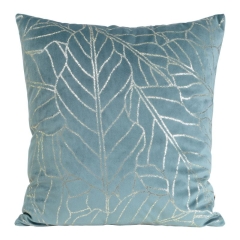 POSZEWKA WELUR VELVET WZÓR LIŚCIE 45X45 NIEBIESKA