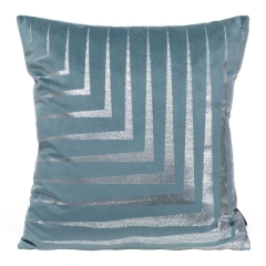 POSZEWKA WELUR VELVET WZÓR PASKI 45X45CM NIEBIESKA