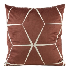 POSZEWKA GEOMETRYCZNA WELUR VELVET 45X45 CEGLANA