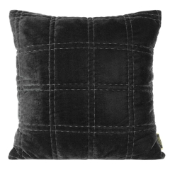 POSZEWKA KWADRATY WELUR VELVET 45X45 CM CZARNA