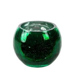 SZKLANY ŚWIECZNIK OZDOBNY OKRĄGŁY 10X8 CM ZIELONY