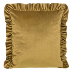 POSZEWKA Z FALBANKAMI WELUR VELVET 45X45 CM ZŁOTA