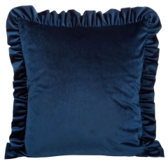 POSZEWKA Z FALBANKAMI WELUR VELVET 45X45 GRANATOWA