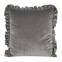 POSZEWKA Z FALBANKAMI WELUR VELVET 45X45 SREBRNA