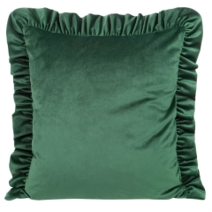 POSZEWKA Z FALBANKAMI WELUR VELVET 45X45CM ZIELONA