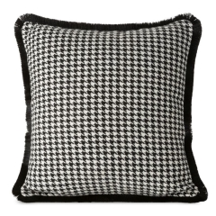 Poszewka dekoracyjna PEPITA Z WŁOSIEM 45x45 CZARNA