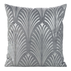 POSZEWKA WELUR VELVET NADRUK PIÓRA 45X45 SREBRNA