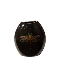 WAZON OZDOBNY NA KWIATY Z WAŻKĄ 14X7X16 CM CZARNY