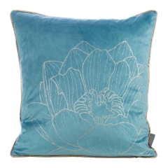 POSZEWKA WELUR VELVET KWIAT 45X45 TURKUSOWA