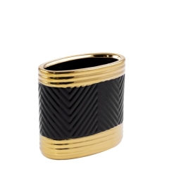 WAZON NA KWIATY ZŁOTE PIERŚCIENIE 14X8X15 CZARNY