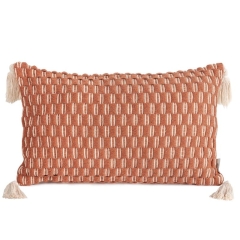 BOHO POSZEWKA CEGLANA RUDA CHWOSTY 30X50 POMPONY