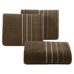 Ręcznik z ozdobną bordiura w pasy 70X140 BRĄZOWY
