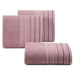 Ręcznik z ozdobną bordiura w pasy 70X140 LILIOWY