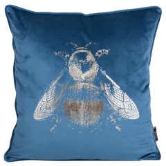 POSZEWKA WELUR VELVET PSZCZOŁA 45X45 CM NIEBIESKA