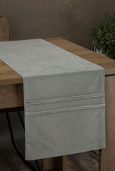 OBRUS BIEŻNIK WELUR VELVET CYRKONIE 35X140 SREBRNY