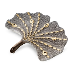 FIGURKA DEKORACYJNA OZDOBA LIŚĆ 20X24X3 CM SREBRNA