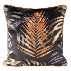 POSZEWKA WELUR VELVET 45X45 CZARNA NADRUK PAPROTKA