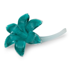 SZKLANA FIGURKA OZDOBA KWIAT KIELICH 6X15 TURKUS