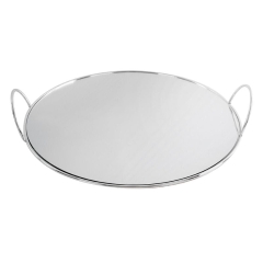 TACA TACKA LUSTRZANE DNO OKRĄGŁA 32X30X5 SREBRNA