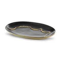 PATERA OZDOBNA TACA TALERZ OWALNY 25X17X2CM CZARNA