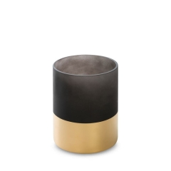 ŚWIECZNIK OZDOBNY SZKŁO 15X12 CZARNY ZŁOTY