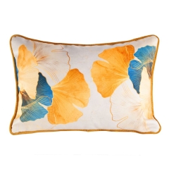 POSZEWKA WELUR VELVET 45X30 CM KREMOWA LIŚCIE