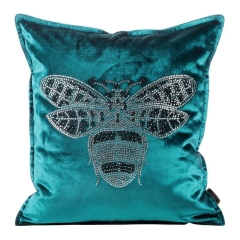 POSZEWKA WELUR VELVET PSZCZOŁA 45X45 CM TURKUSOWA