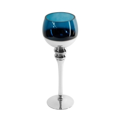 SZKLANY ŚWIECZNIK DEKORACYJNY 12X35 CM BIAŁY