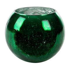 OKRĄGŁA OSŁONKA NA DONICZKĘ SZKŁO 20X16 CM ZIELONA