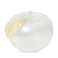SZTUCZNY OWOC SZKLANA FIGURKA JABŁKO 13X12CM BIAŁA