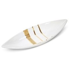 PATERA DEKORACYJNA ceramiczna 40X14X7 CM BIAŁY