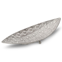 PATERA DEKORACYJNA TACA TALERZ 46X16X9 CM SREBRNA