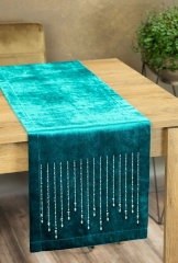 OBRUS BIEŻNIK WELUR VELVET GLAMOUR 35X220 TURKUS