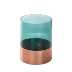 ŚWIECZNIK OZDOBNY SZKŁO 15X20 ZIELONY MIEDZIANY