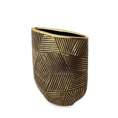 WAZON NA KWIATY SKOŚNY ZE WZOREM 21X9X28 CM CZARNY