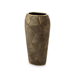 WAZON NA KWIATY WYSOKI Z WZOREM 19X12X39 CM CZARNY