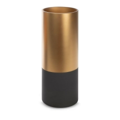 WAZON OZDOBNY NA KWIATY SZKŁO 15X40 BRĄZOWY ZŁOTY