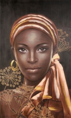 OBRAZ NA ŚCIANĘ Z KOBIETĄ ETNO 60X100 CM CIEMNY