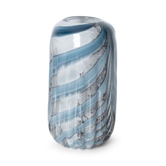 SZKLANY OZDOBNY WAZON NA KWIATY 20X35 CM GRANATOWY