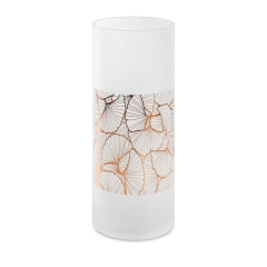 WAZON OZDOBNY NA KWIATY W LIŚCIE 15X40 BIAŁY ZŁOTY