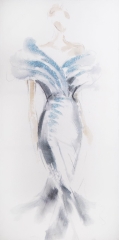 OBRAZ na płótnie ręcznie malowany 60X120 CM BIAŁY
