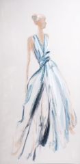 OBRAZ na płótnie ręcznie malowany 60X120 CM BIAŁY