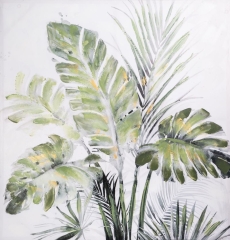 OBRAZ na płótnie ręcznie malowany 100X100 CM ZIELONY