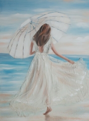 OBRAZ RĘCZNIE MALOWANY NA PŁÓTNIE KOBIETA 60X80CM