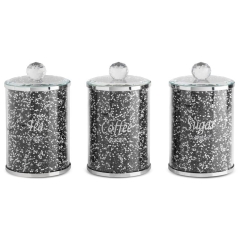 KOMPLET POJEMNIKÓW CUKIER KAWA HERBATA GLAMOUR
