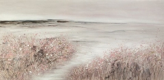 OBRAZ 24 70X140 CM POPIELATY olejny róż